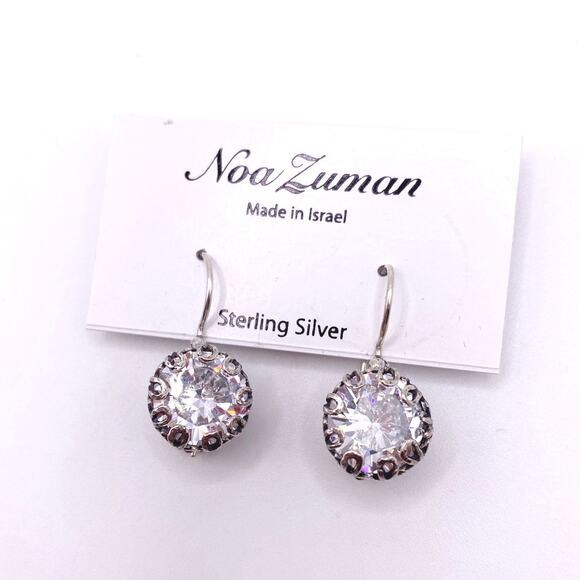 Noa Zuman Sterling Silver and CZ crystals Earrings Made in Israel - Picture 4 of 5